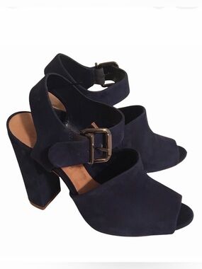 Schutz Navy Blue Nubuck Sandal